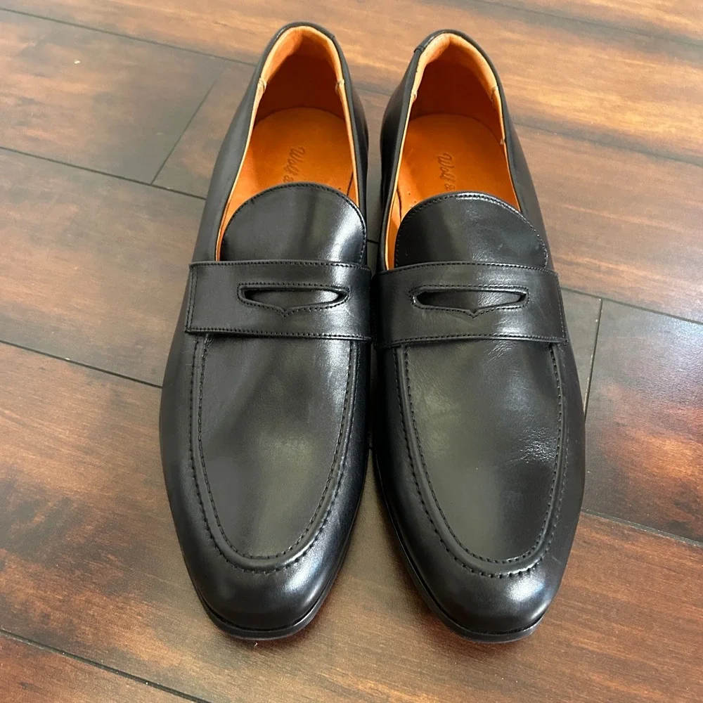 NWOB Wolf & Shepherd Ringer Penny Loafer‎ Men's 11.5 Black Minimalist Old Money